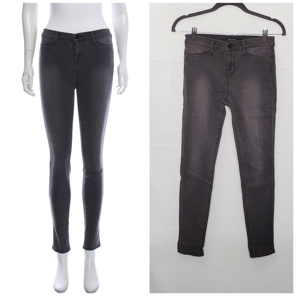J BRAND Grey Dark Wash Mid-Rise Skinny Leg Jeans Size 26 - Picture 1 of 11